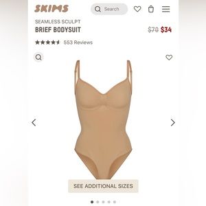 Skims Seamless Sculpt Brief Bodysuit, size XL. New in box.